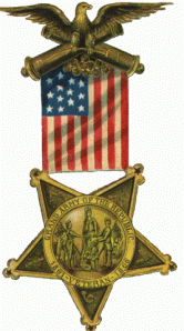 Grand Army of the Republic Membership badge. Note the differences between this badge and the Civil War Medal of Honor.